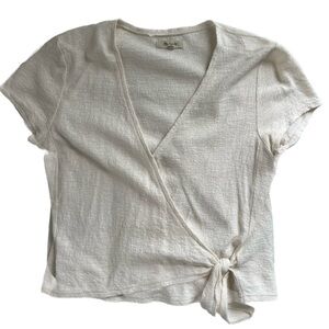 Madewell Cream Wrap Tie Short Sleeve Top Womens size Medium